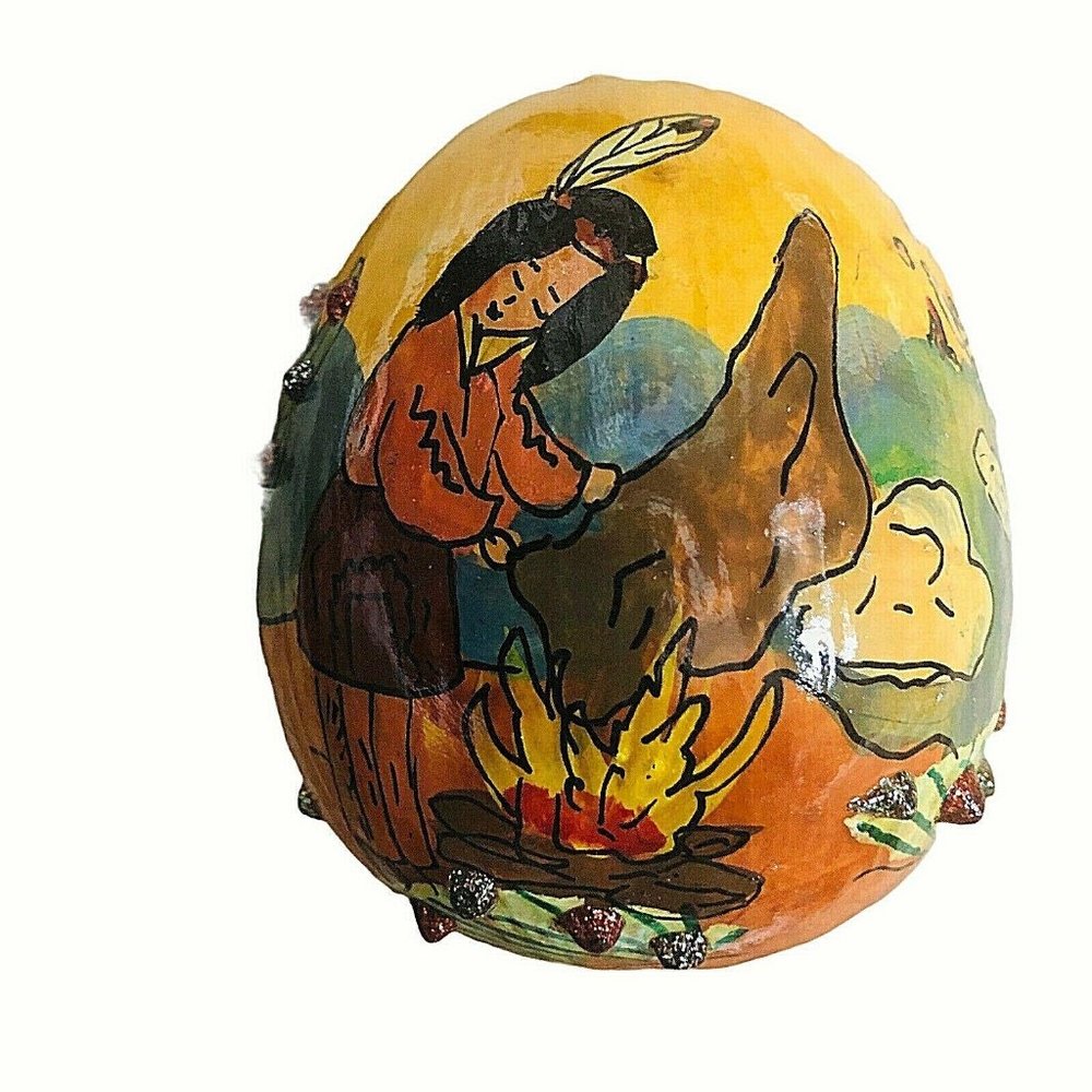 1995 Smoke Signal Painted Gourd Christmas Ornament - Picture 4 of 12